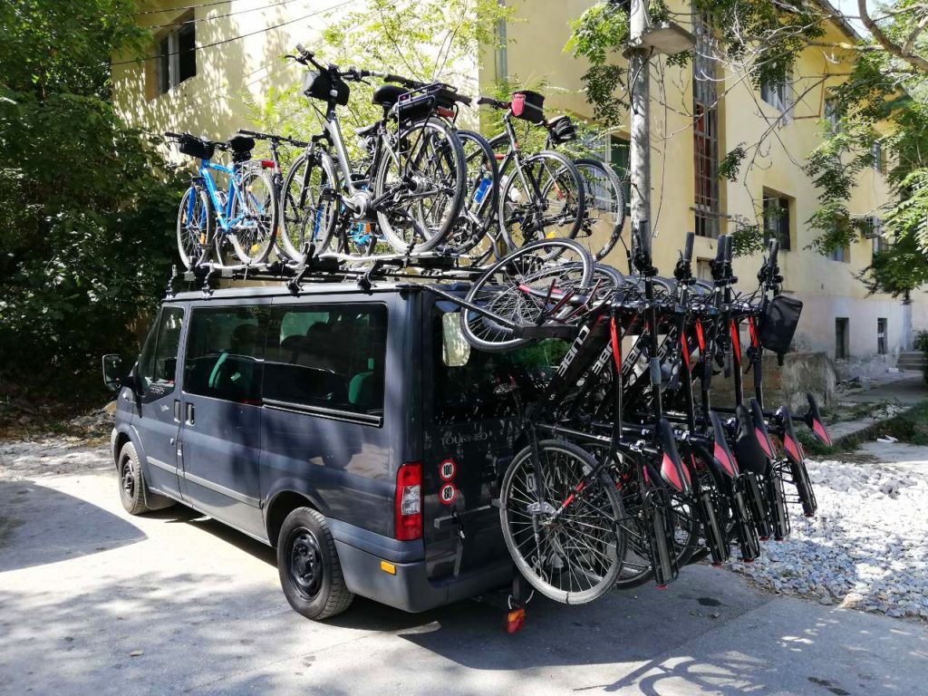 van loaded with bikes