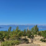 panorama with forest above prespa lake